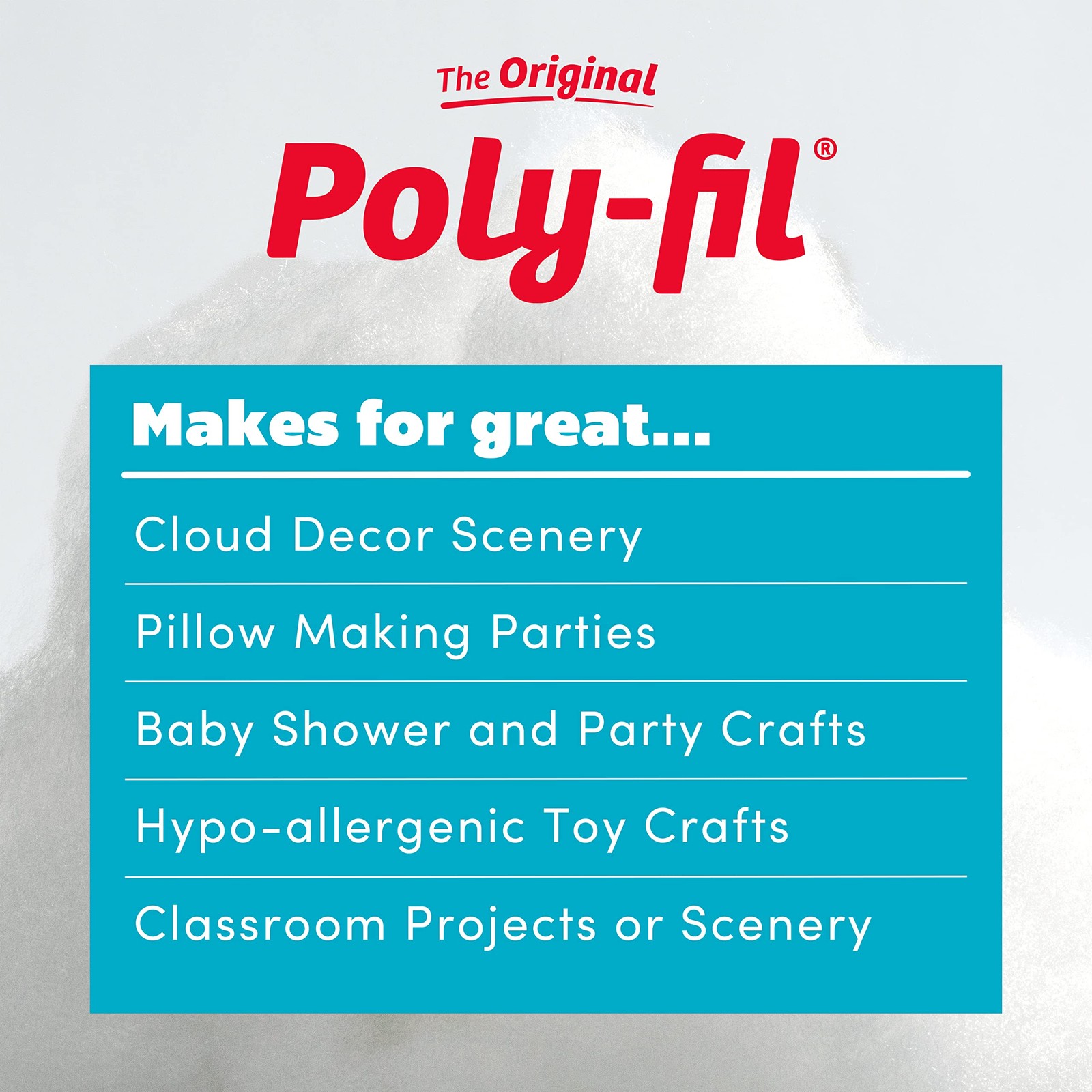 Fairfield The Original Poly-Fil, Premium Polyester Fiber Fill, 32 oz, White