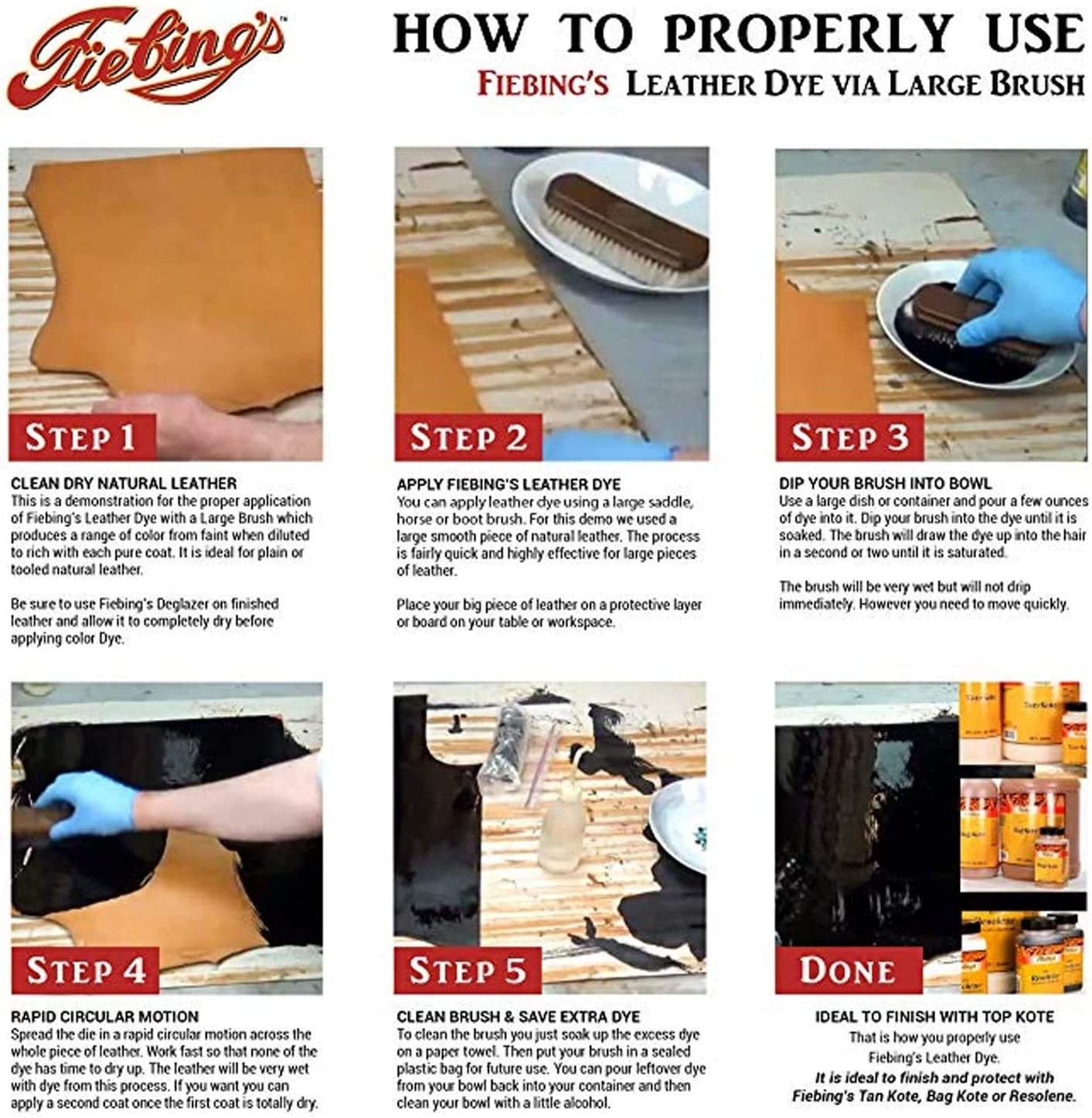 Fiebing’s Leather Dye Black 4 oz Alcohol-Based Dries Uniformly