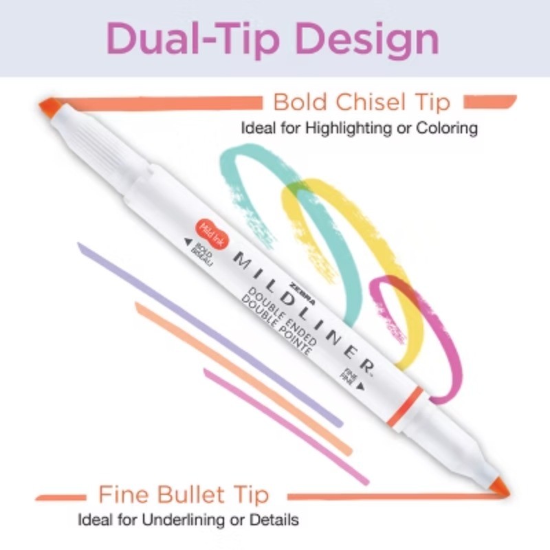 25ct Mildliner Dual-tip Markers: Highlighters, Fine/Bold, Multicolor, Ages 13+