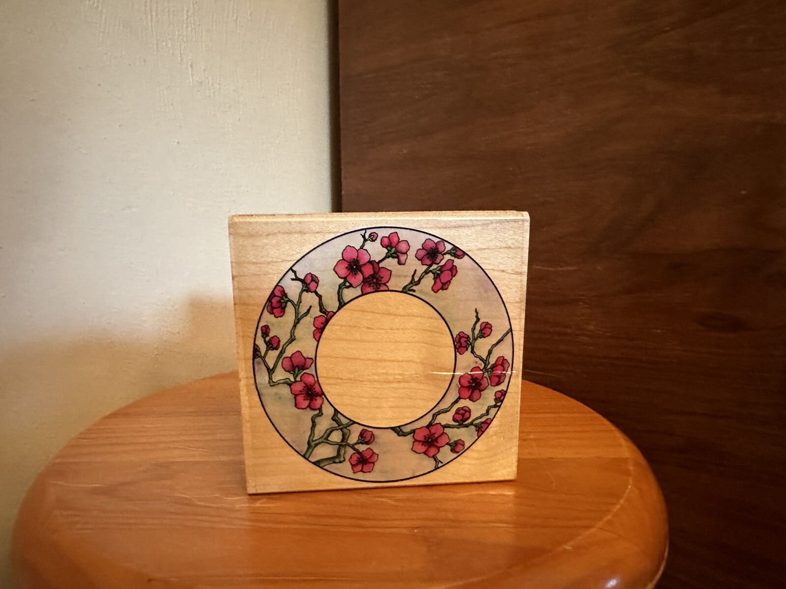 CHERRY BLOSSOM CIRCLE FRAME FLOWERS BRANCH RUBBER STAMP STAMPEDE A1902G