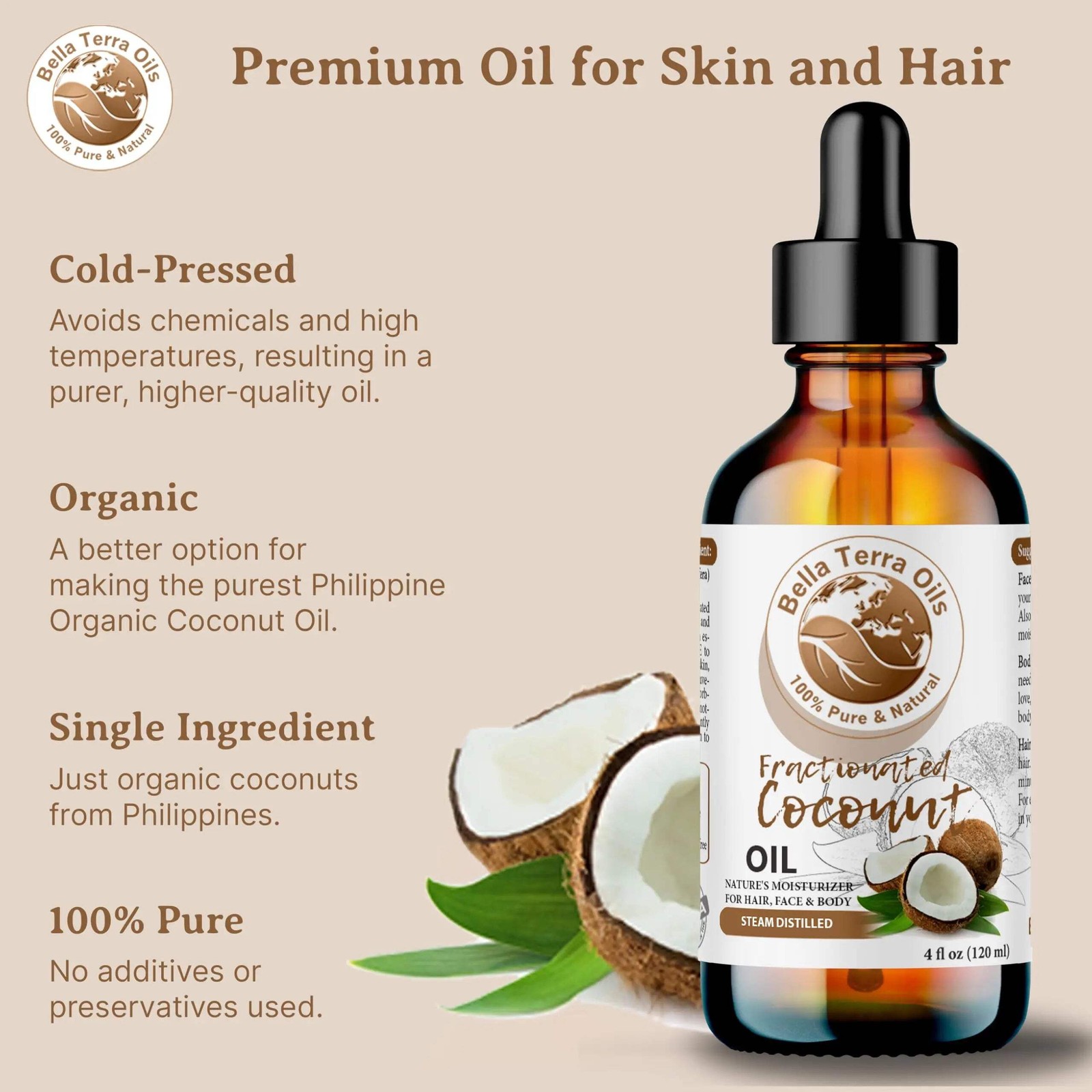 Fractionated Coconut Oil 100% Pure Skin Hair Massage Moisturizer Carrier Oil