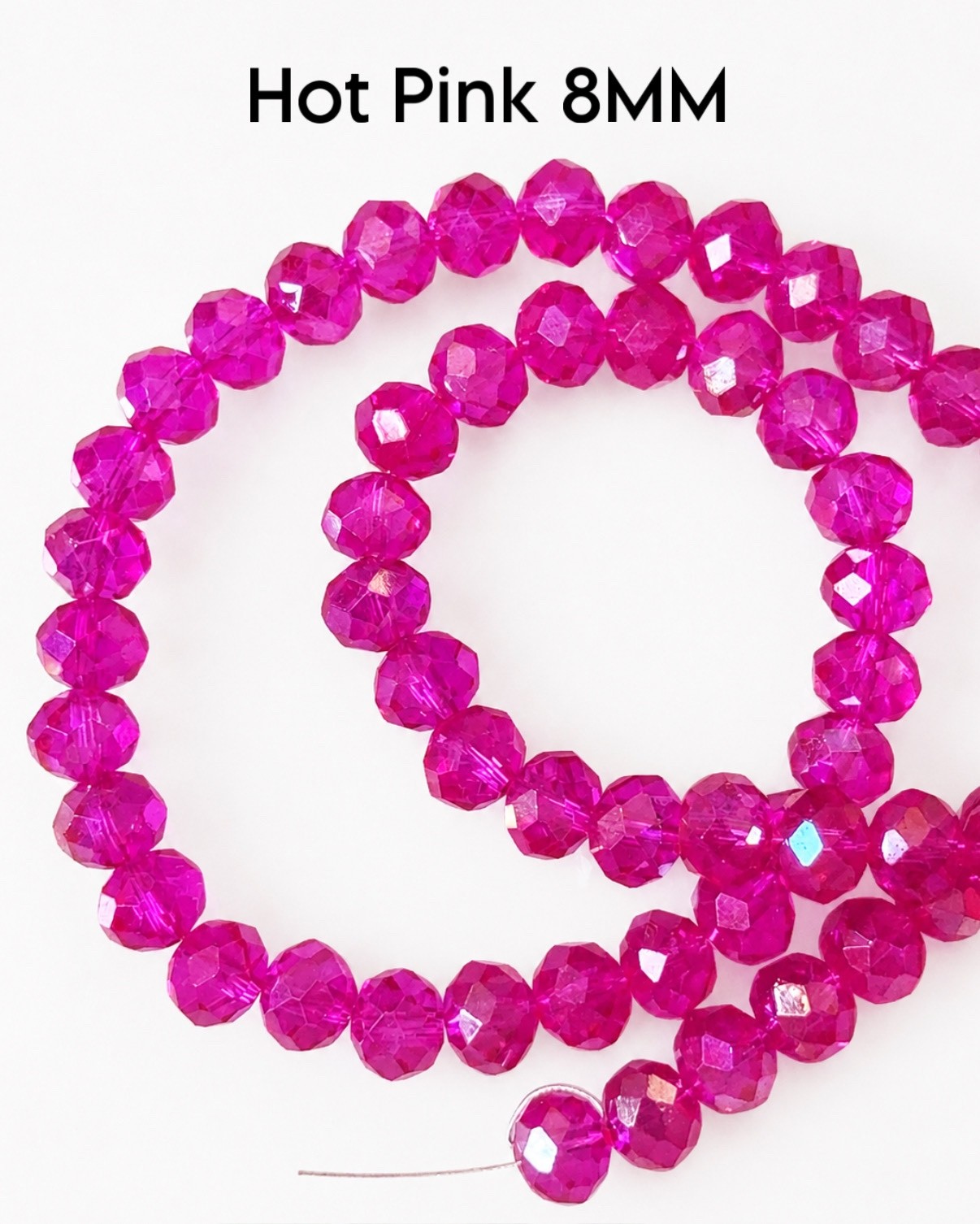 8mm Faceted Glass Rondelle Beads, 15 Inch Strand, Sparkly Crystal Beads, Jewelry
