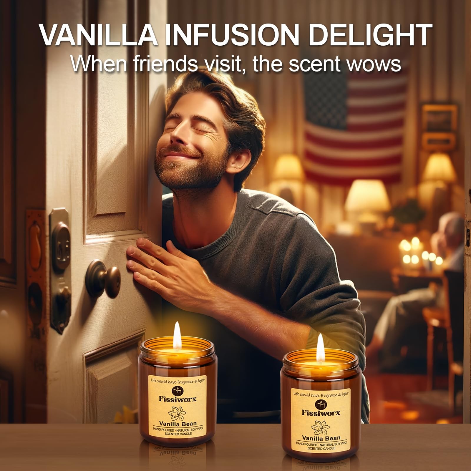 Fissiworx Vanilla Scented 3.5 inches (W) x 4.3 (H), scented candle
