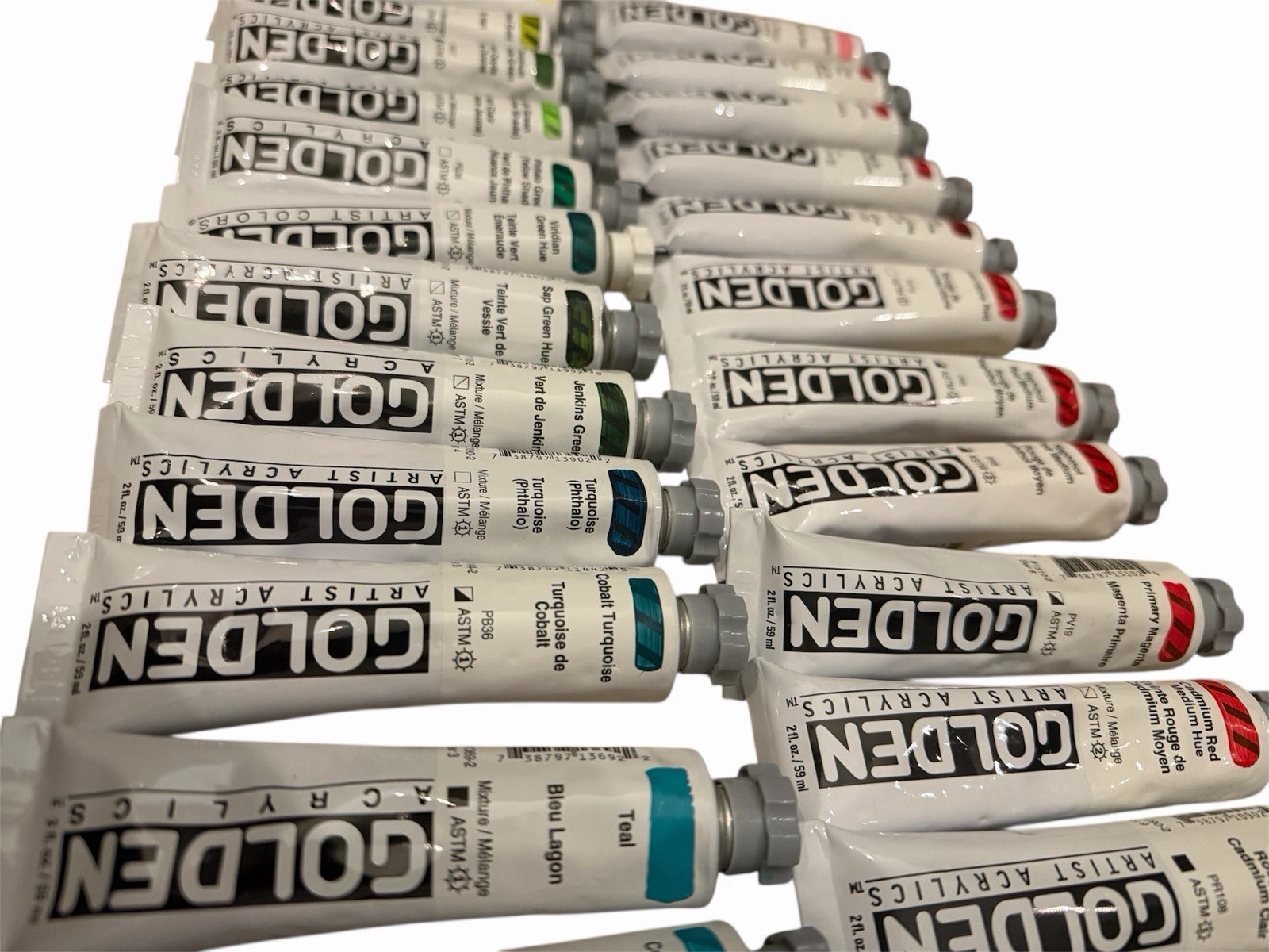 Golden Artist Acrylic Paint 2 oz -Bulk Studio Lot A of 50 Huge Color Variety