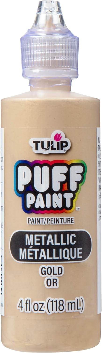 Tulip Puff Fabric Paint Metallic Finish, 4 Fl Oz (Pack of 1), Gold