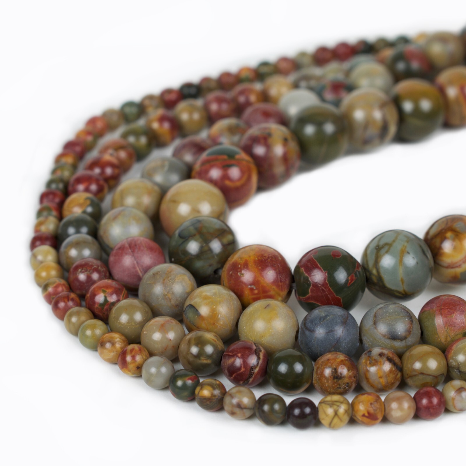 Natural Picasso Jasper Beads Round 15 inch Strand Gemstone 4mm 6mm 8mm 10mm 12mm