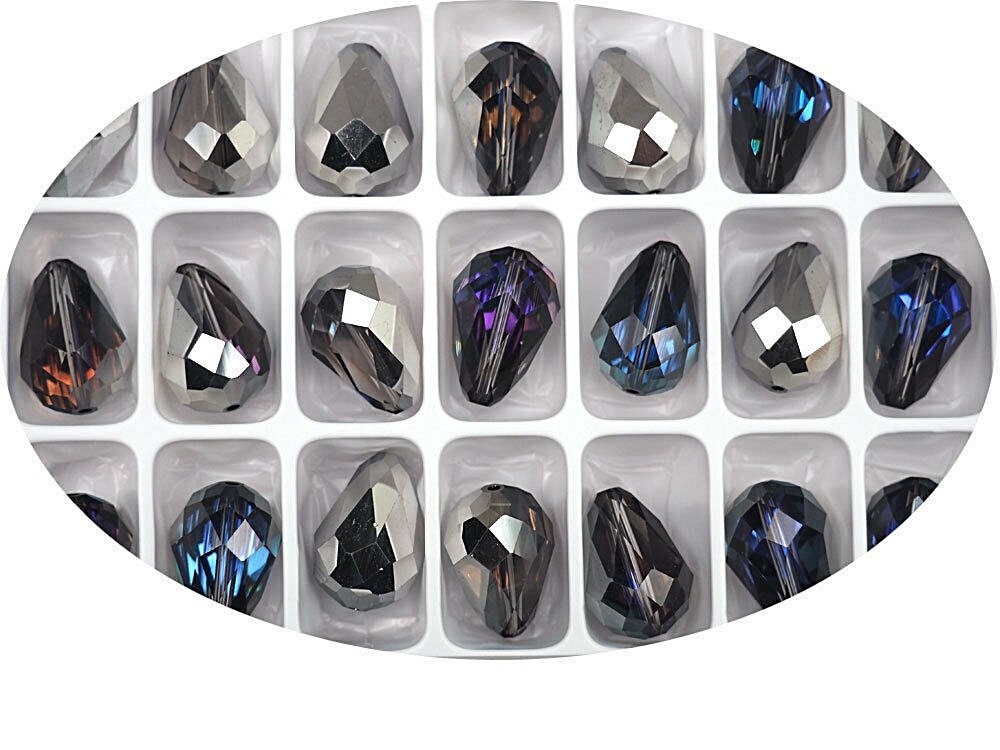 6 Crystal Heliotrope, Preciosa Czech MC Pear Beads, tear drop shape 18x12mm P320