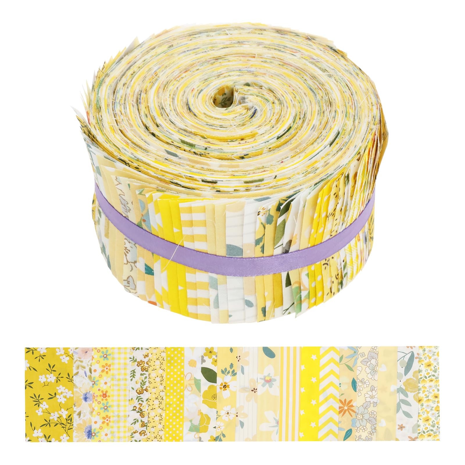 80 PCS Pre-Cut Jelly Roll Fabric Strips 2.5×20 Inch Cotton Quilting Yellow