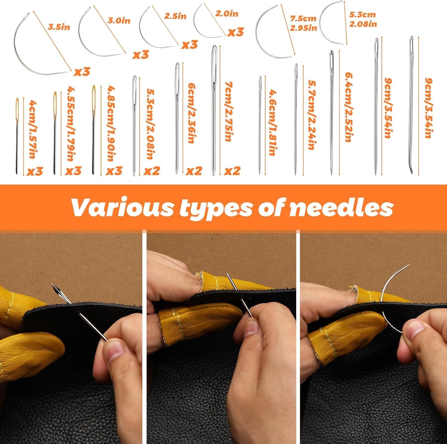 54 Pcs Leather Sewing Kit Heavy Duty Sewing Upholstery Repair Kit for Car Boots