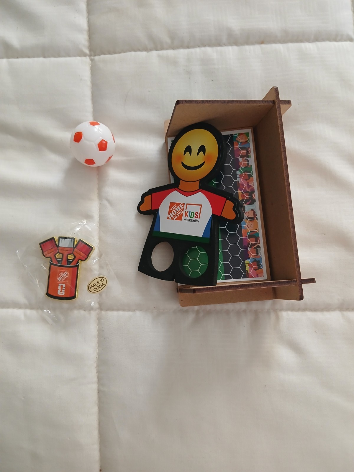FIFA WORLD CUP Home Depot Kids Workshop Wooden kit called FLICK SOCCER and PIN