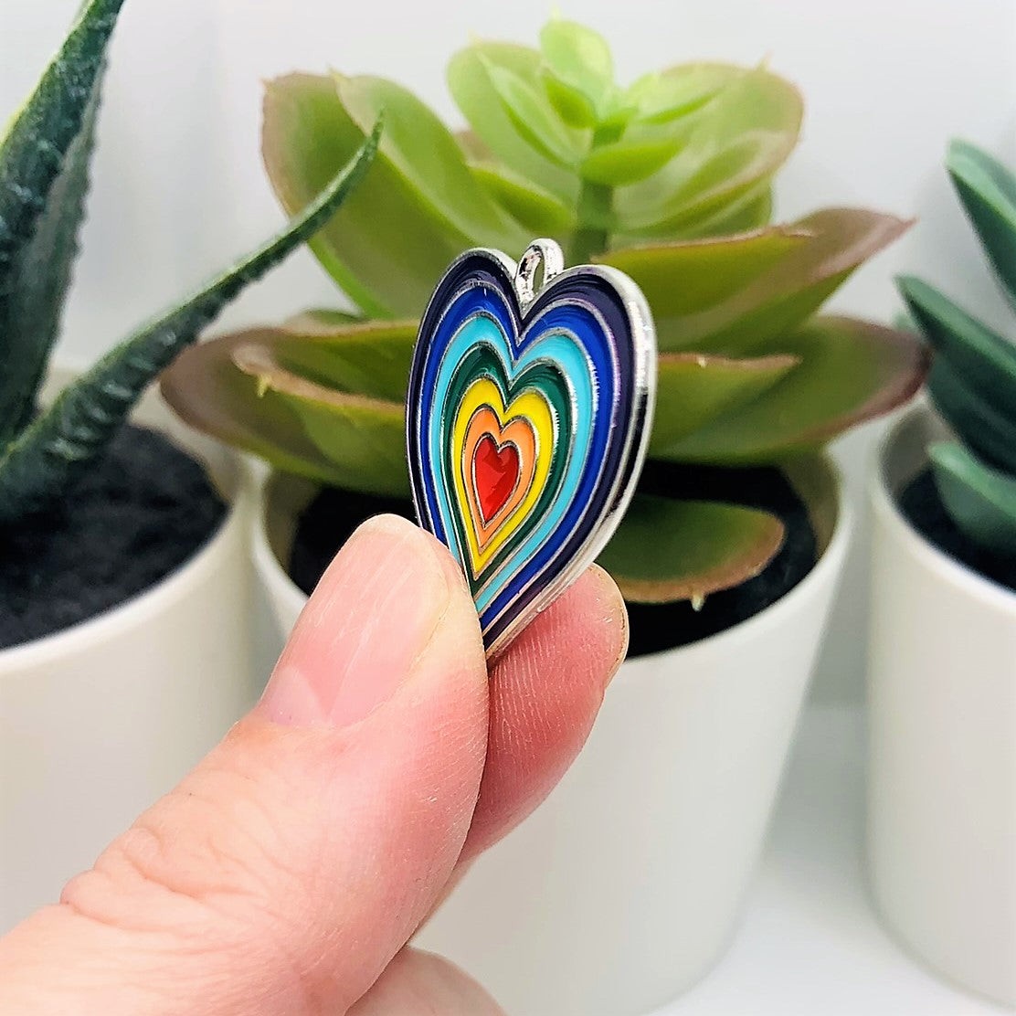 Rainbow Heart, LGBTQ, Charms, 29x28mm – US Seller