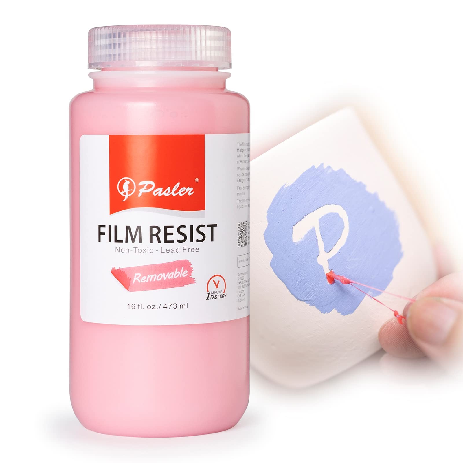 Pasler Film Resist,Latex Resist, for Pottery Bisque 16 Fl Oz (Pack of 1), RED