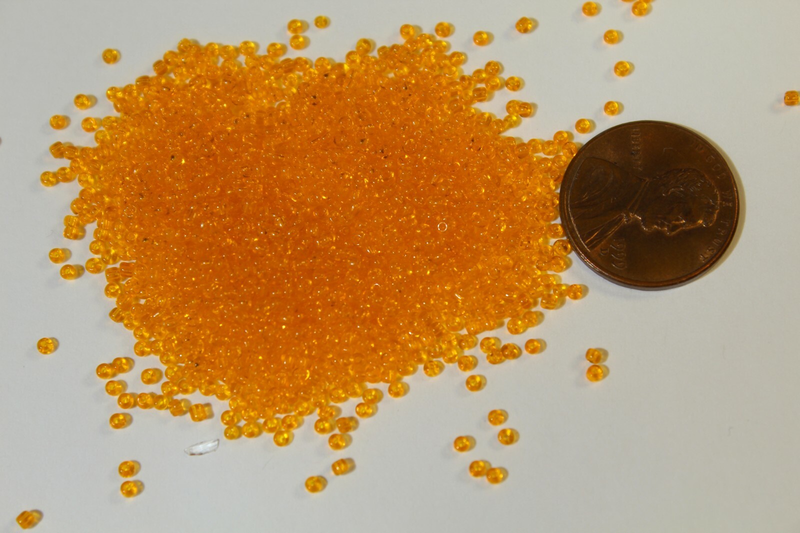 Vintage Antique Micro Seed Beads- 14/0 Transparent Tangerine Orange-3.9 gram bag