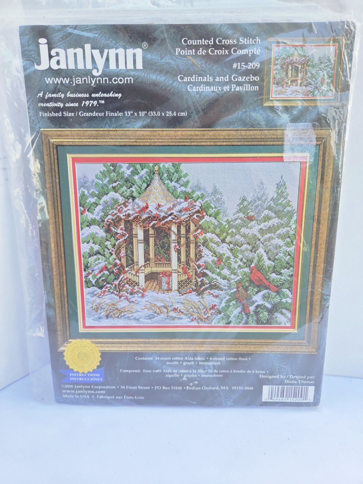 NEW Janlynn 15-209 Cardinals and Gazebo Counted Cross Stitch Unopened 13″ x 10″