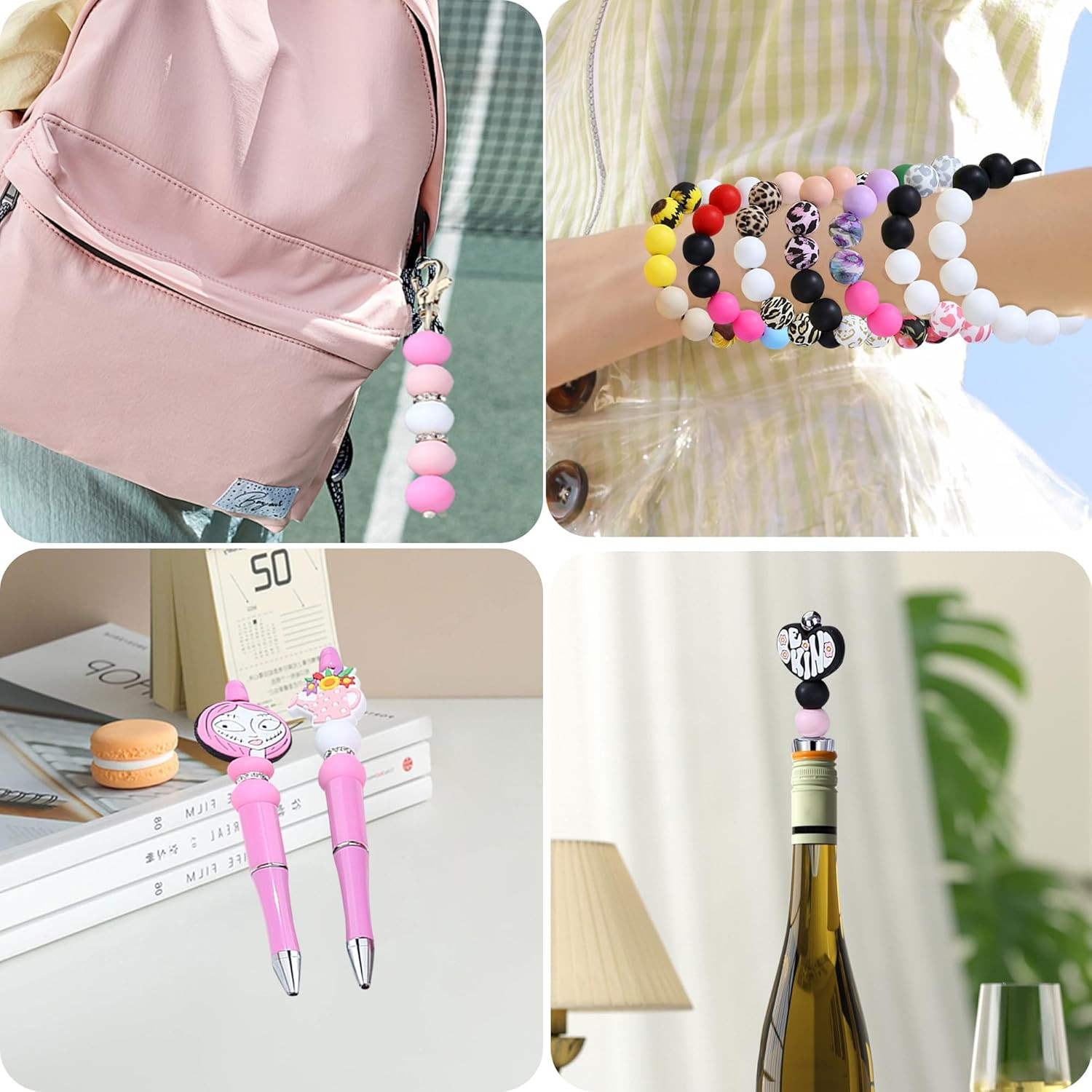 120PCS Silicone Beads, 20 Colors 15mm Silicone Bead Bulk for Keychain Bracelet P