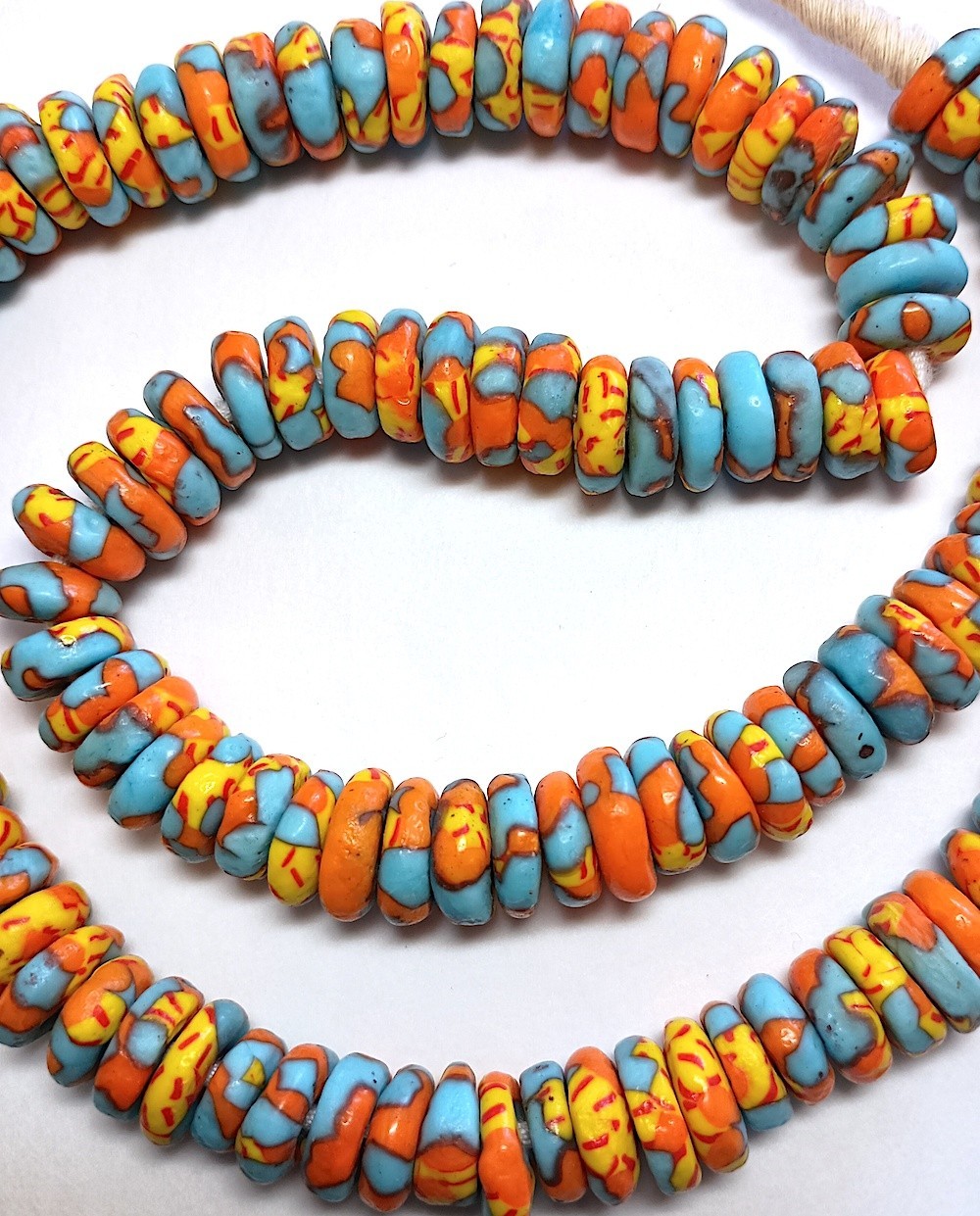 Bead Strand, African, Glass Spacers, 11 mm, 150 Pieces, 2.5 mm Beading Holes