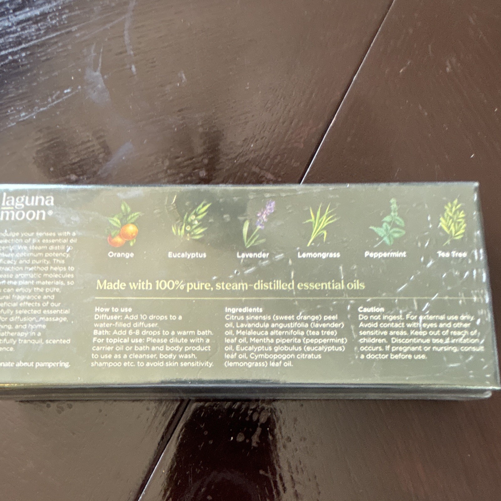 Laguna Moon Essential Oil Gift Set 6 x 0.33 fl oz Orange Lavender Peppermint
