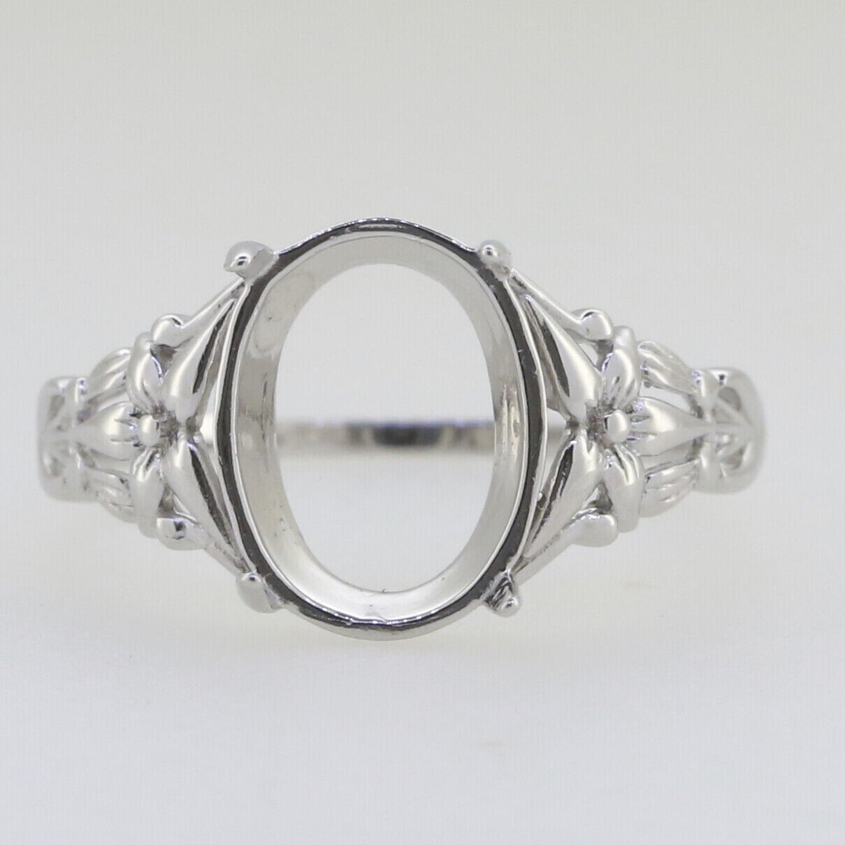 MTO Sterling Silver Semi Mount Ring Setting Cabochon Oval 12x9mm Solitaire Ring