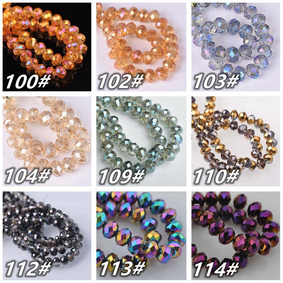 3mm 4mm 6mm 8mm 10mm 12mm Rondelle Faceted Crystal Glass Loose Spacer Beads lot