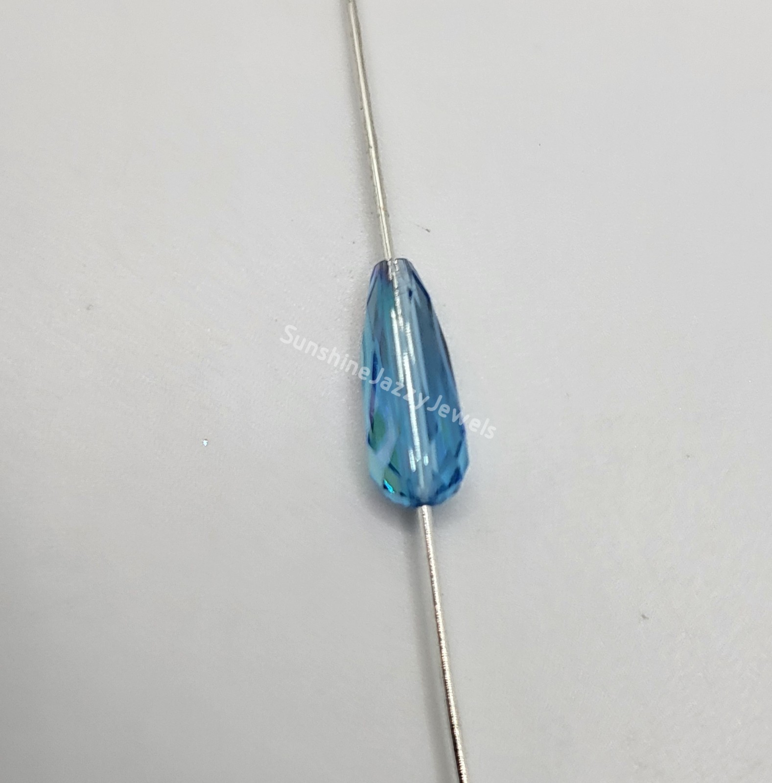 4pc Swarovski Crystal Aquamarine AB 15x6mm Thin Teardrop 5505 Beads; RARE