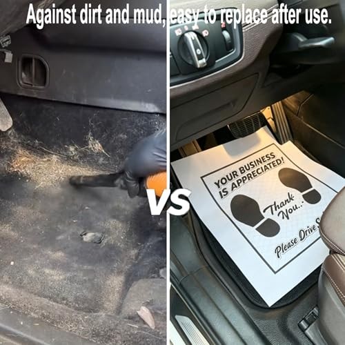 White Car Paper Floor Mats : Disposable Floor Cars Auto Vehicles Automotive 1