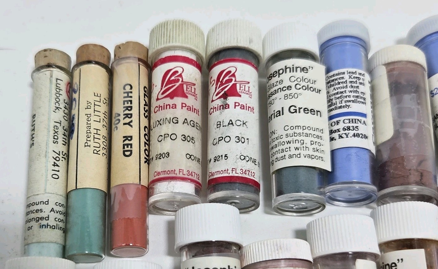 VTG Lot Of 36 China Paint Porcelain Dry Powder Various Manufacturers Ashcroft