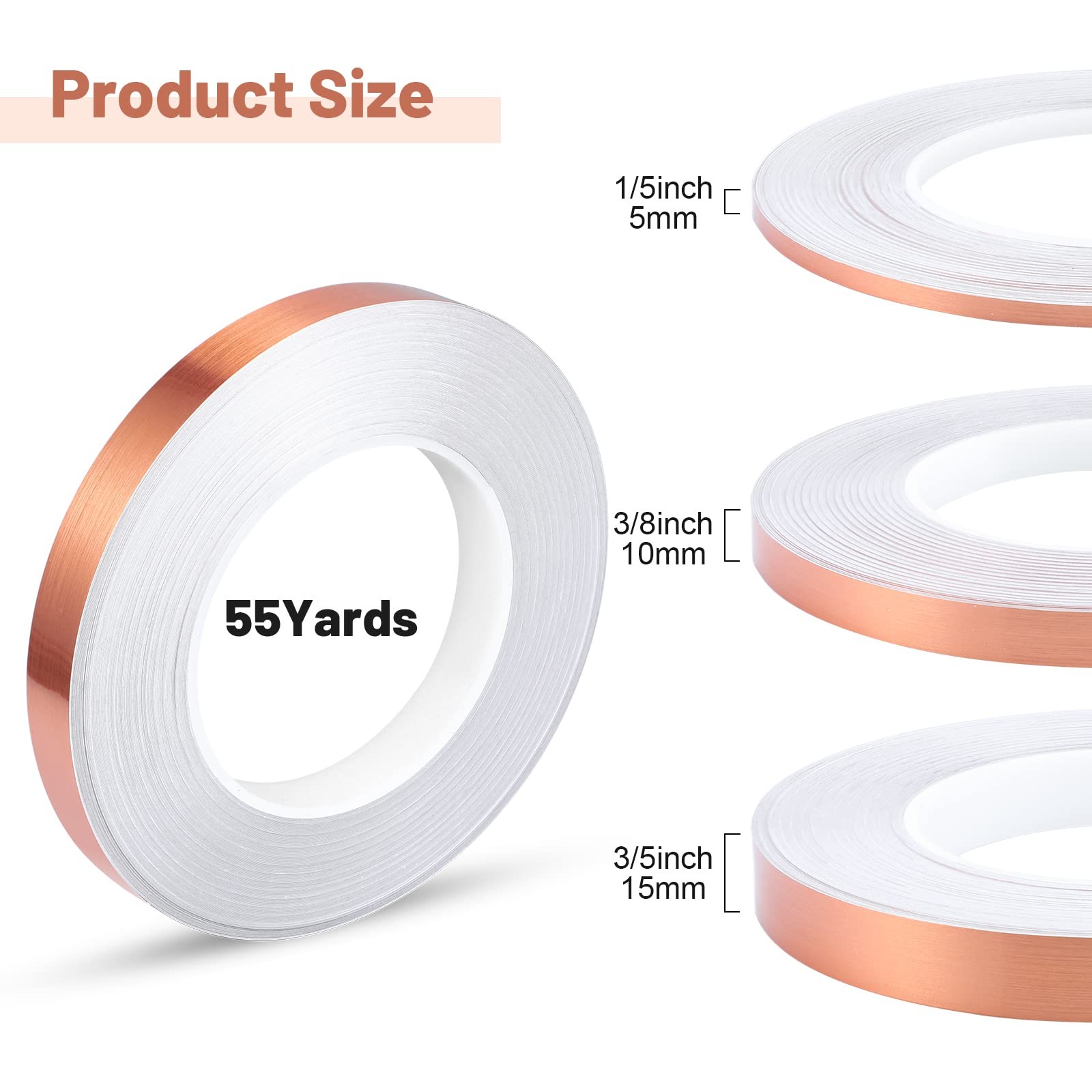 Zonon 3 Sizes Gold Trim Self Adhesive Foil Tape, 5/10/15mm, Rose