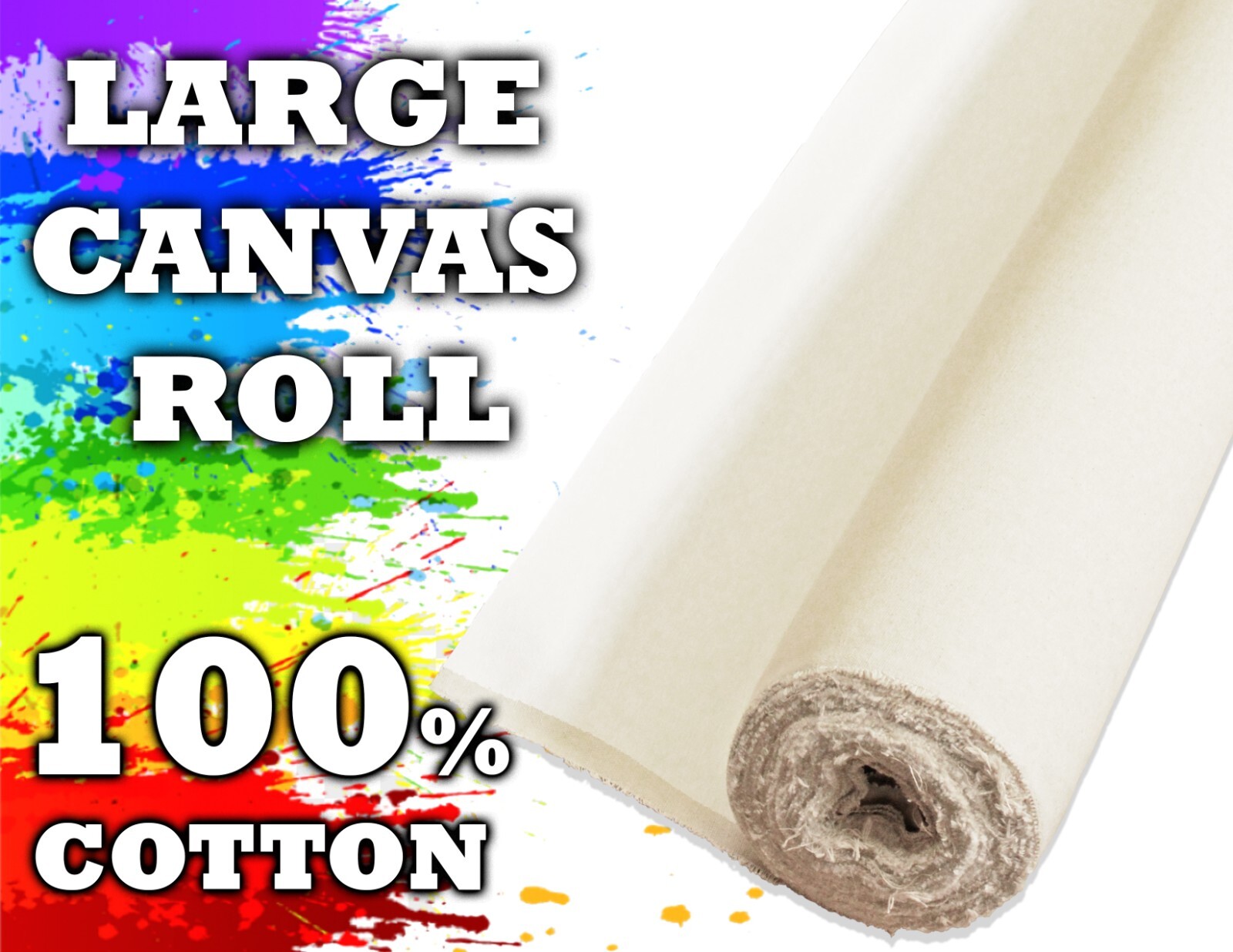 60″-84″ Artist Canvas Roll, Un/Primed, White/Black, Cotton/Linen Bulk Discount