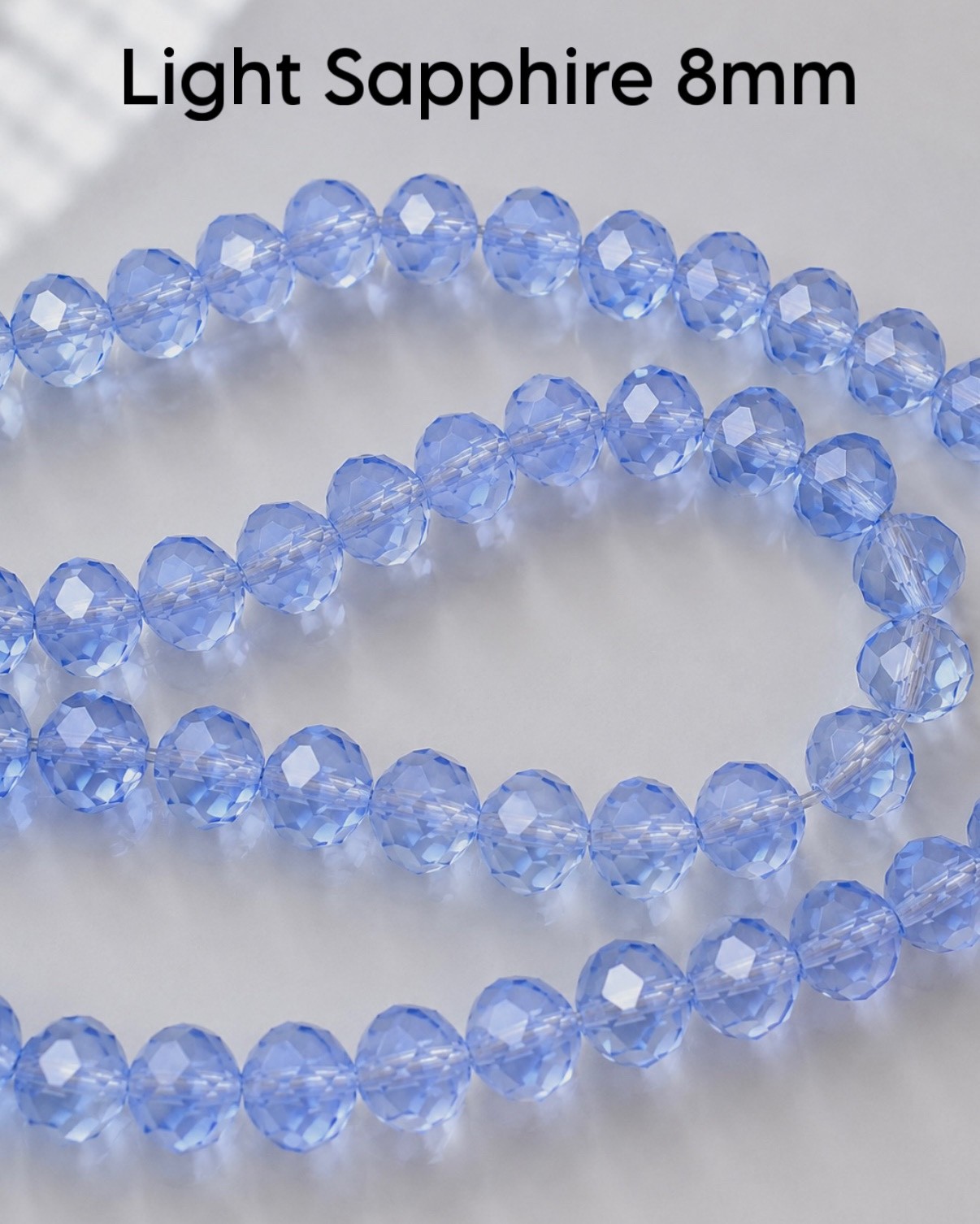 8mm Faceted Glass Rondelle Beads, 15 Inch Strand, Sparkly Crystal Beads, Jewelry