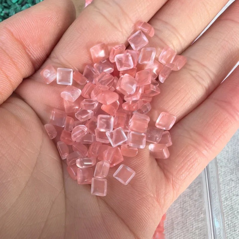 100pcs 4mm Artificial Cherry Quartz Stone Square CAB CABOCHON DIY Jewelry Making