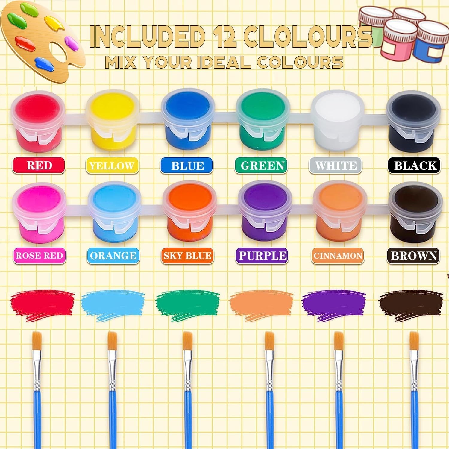 20 Pack Mini Acrylic Paint Set,12 Color 0.3 Fl Oz (Pack of 280), 12 color