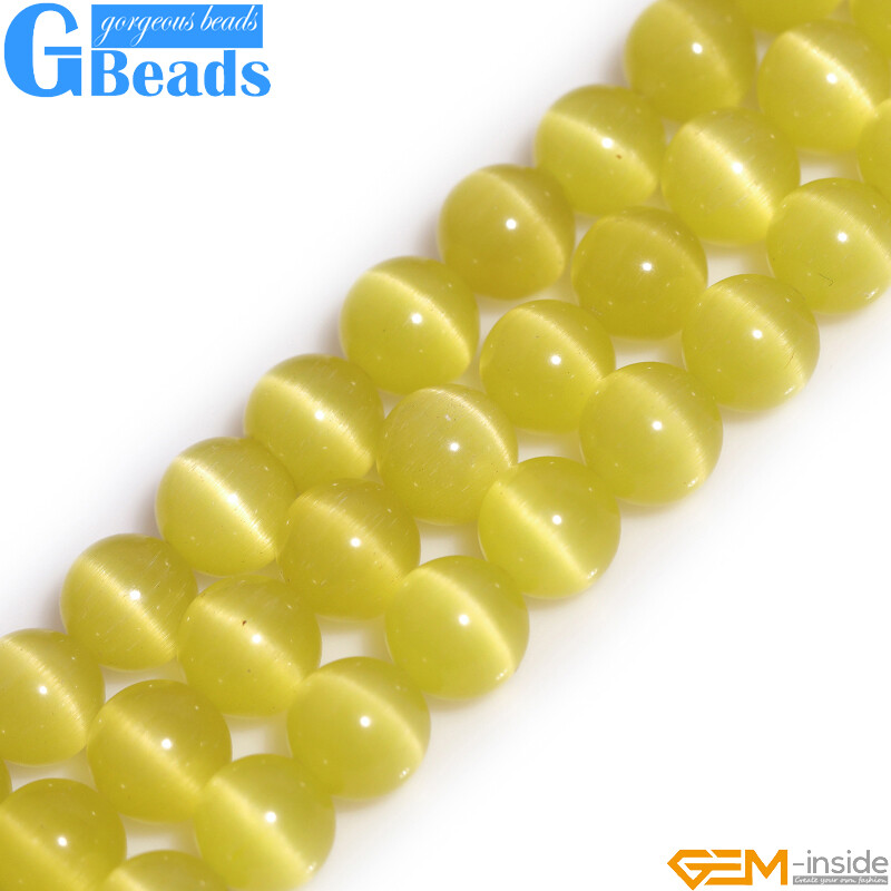 Assorted Colors Lab Created Cat’s Eye Round Beads Free Shipping Strand 14″