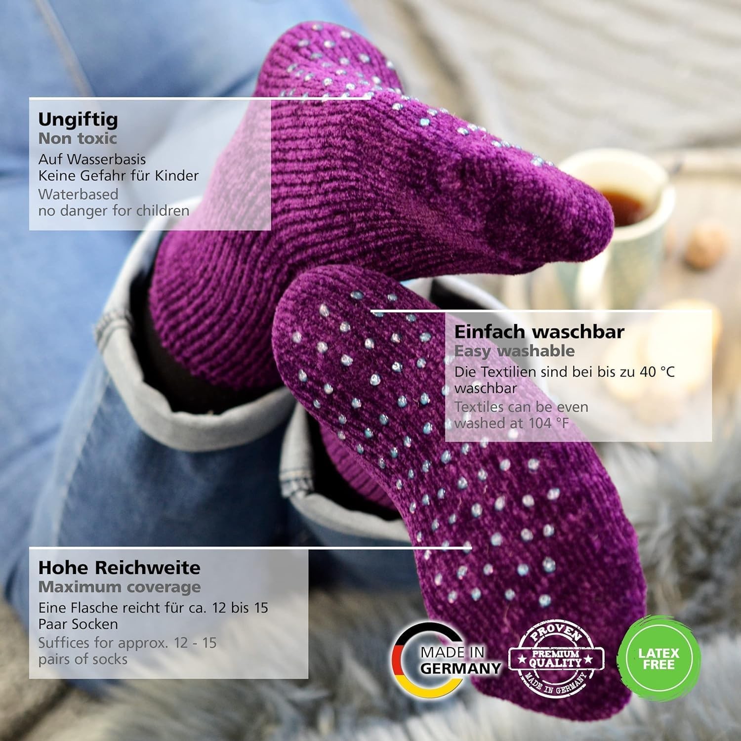 VIVA DECOR Sock Stop 2 x 3.04 fl oz – Clear 6.08 Fl Oz (Pack of 1), 2 x
