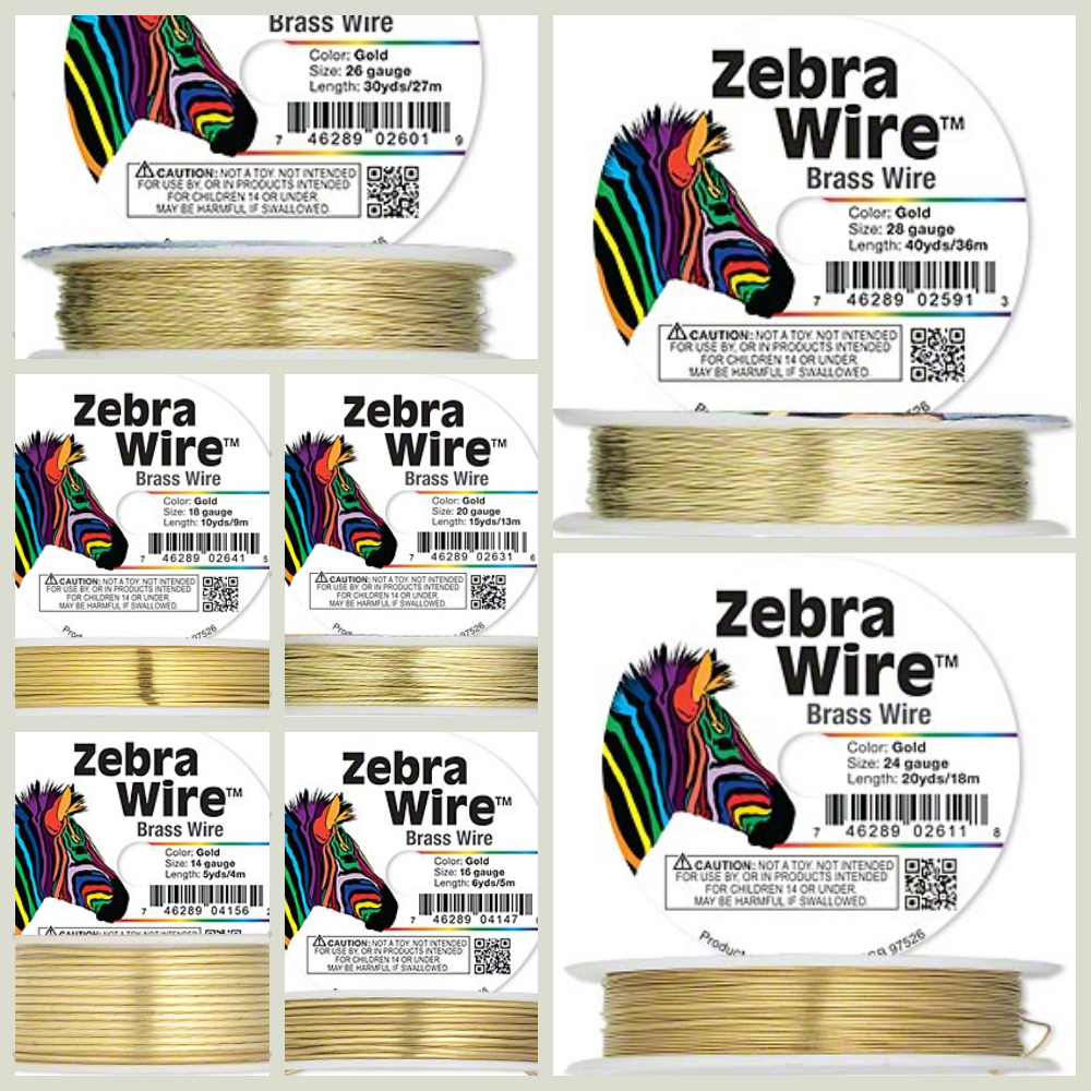 Zebra Wire Brass Wire Gold Silver Round Spool 12,14,16,18,20,22ga,24,26 28 Gauge