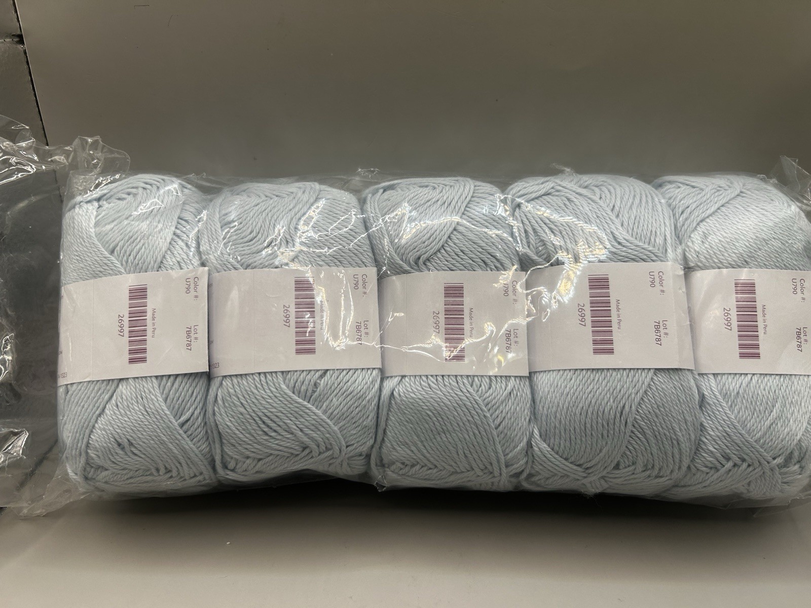 Lot of 10 Skeins of Knit Picks CotLin Yarn in Clarity (same dye lot), Light Blue
