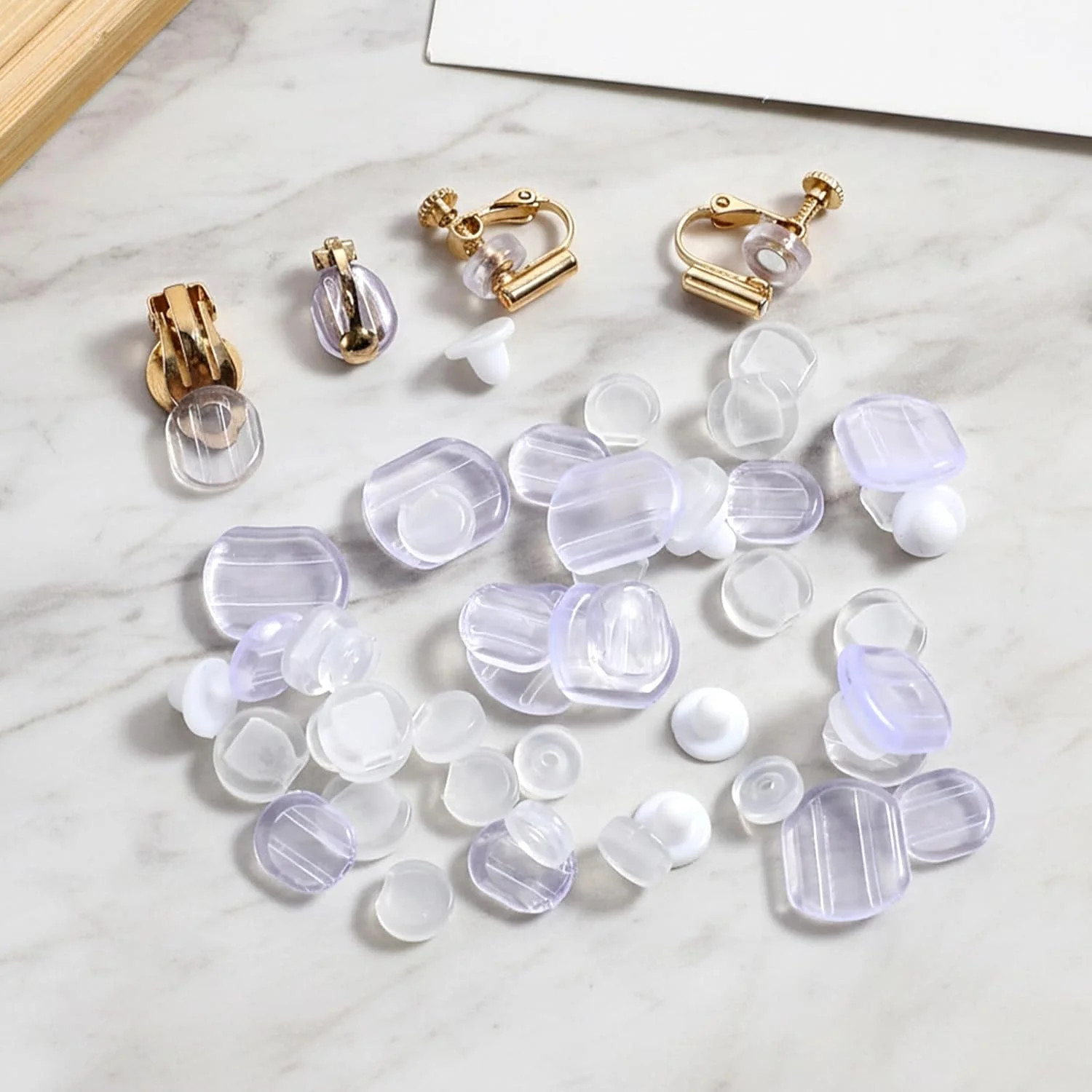 60 Pieces Clip-On Earring Pads, Soft Silicone Earring Cushions for Pain Relief,