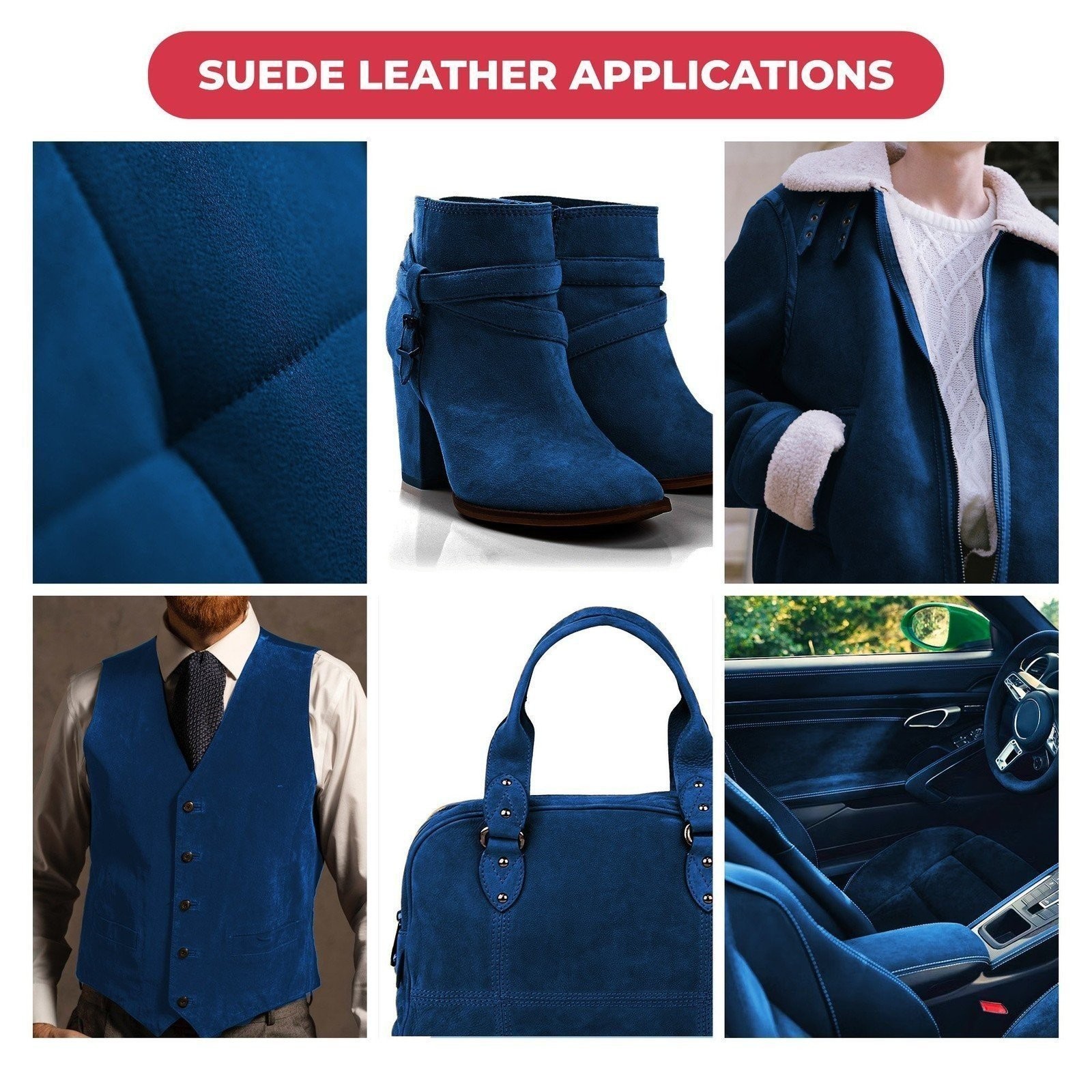 Suede Cowhide 2-4 oz (1-1.6mm) – Pre-Cut Premium A/B Grade Grain Leather USA Mad