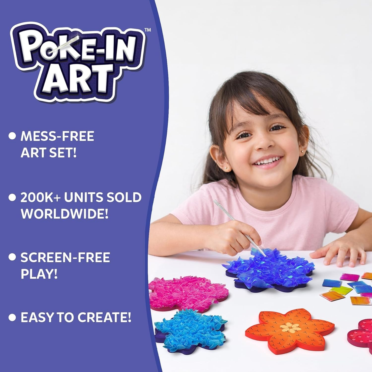 Creative Poke-in Art Flower Kit – DIY Craft for Kids Ages 4-9, Skill Development