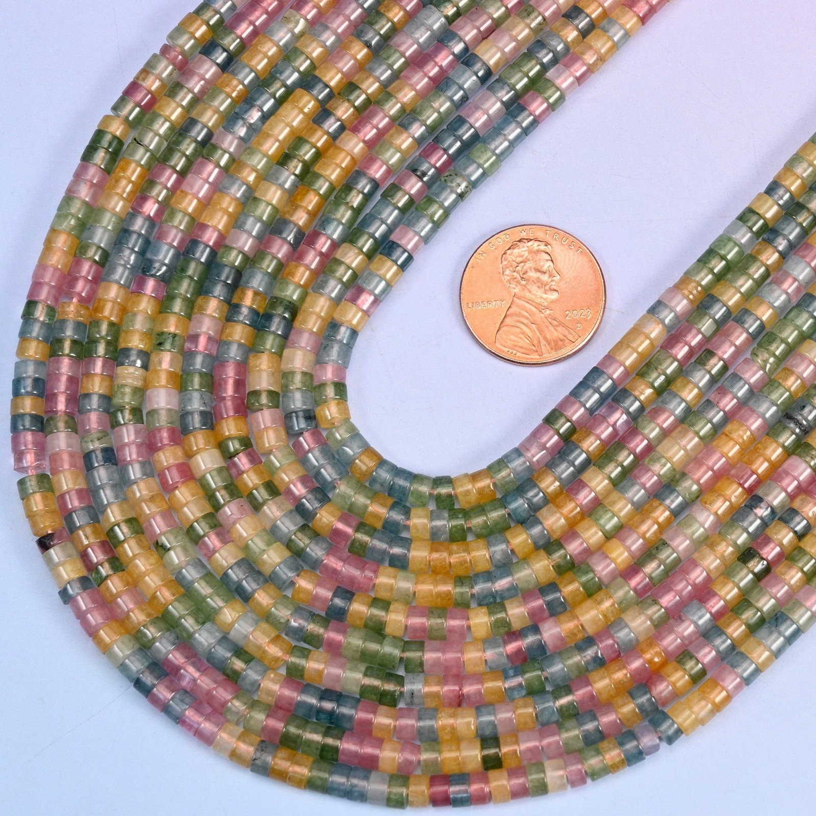 Multicolor Fluorite Smooth Heishi Disc Beads: Jewelry Making Supply