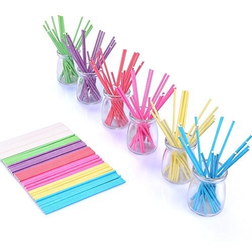 210ct 6 inch Colored Lollipop Sticks 7 Colors for Cake Pops Apple Candy