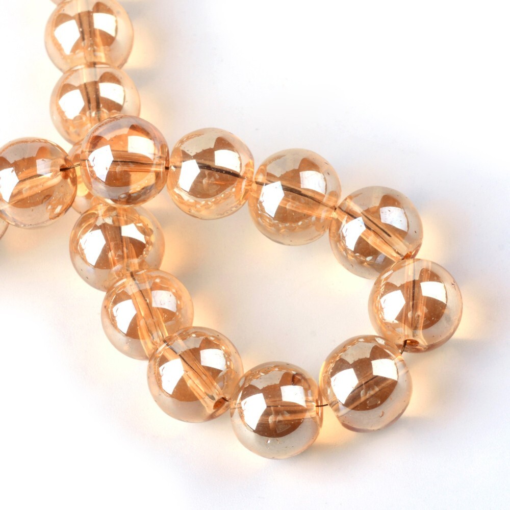 50 Coral Bubble Glass Beads Round 8mm BULK Spacers Jewelry Making AB Shimmer