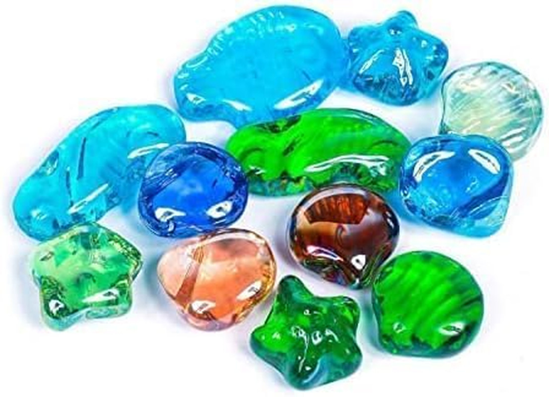 Glass Beads (12Pcs) Premium Gemstones Glass Beads for Vases Flat Glass Marbles D