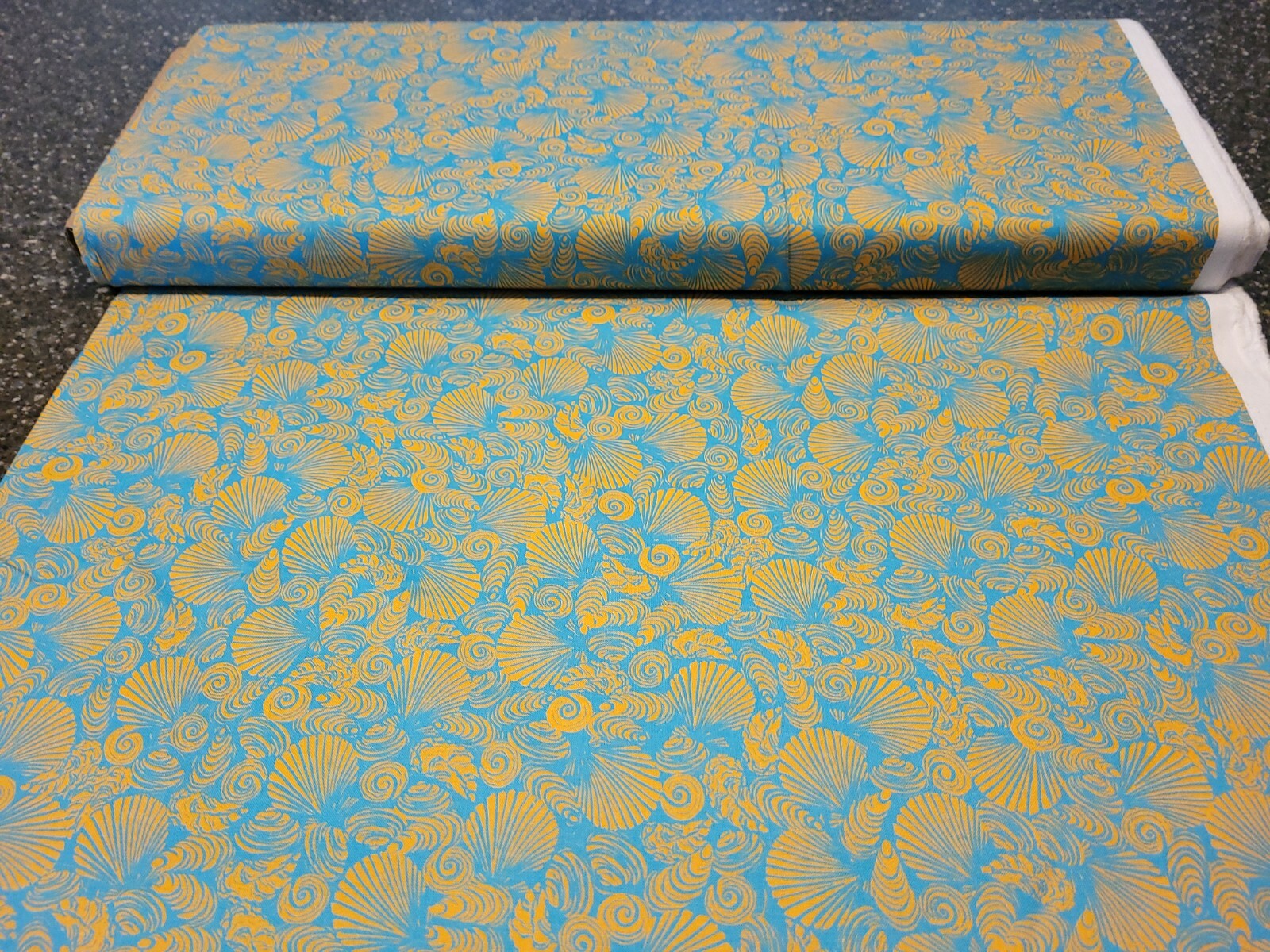 Sea Shore Collection BTY Susan Rooney P&B Textiles Abstract Orange Shells Blue