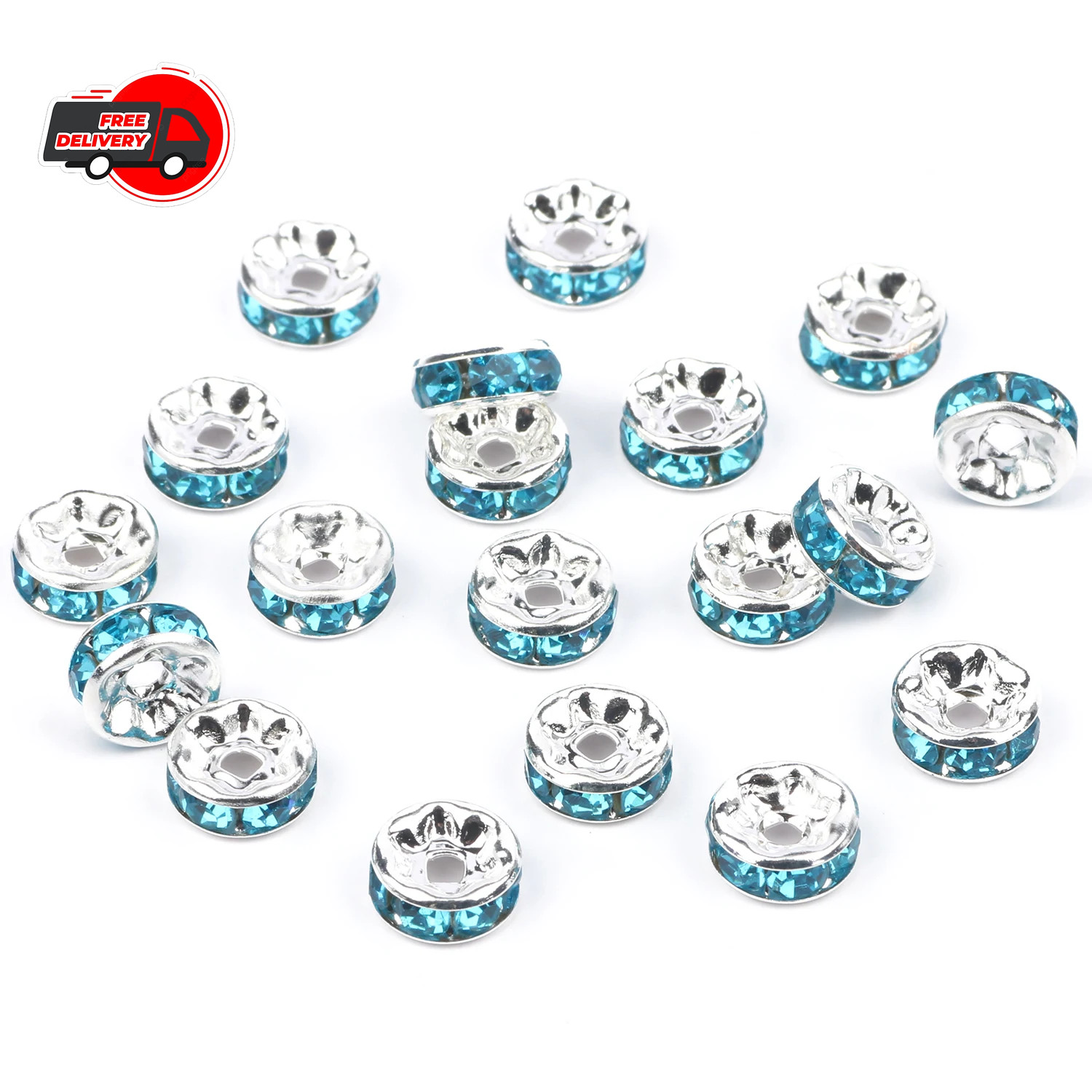50 PC Crystal Spacer Beads 4–10mm Rhinestone Rondelle Beads DIY Jewelry Making
