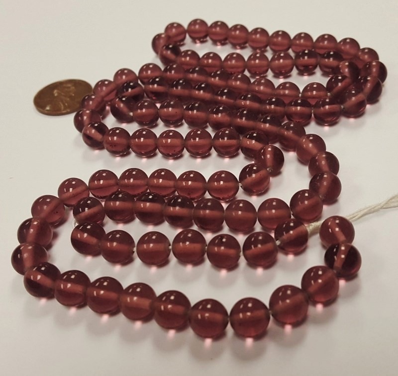 100 VINTAGE JAPANESE 1950’s CHERRY BRAND GLASS AMETHYST 8mm. ROUND BEADS 4681