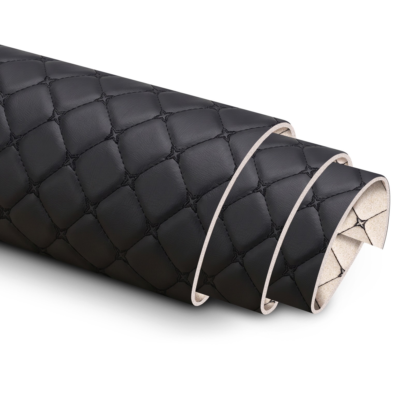 Diamond Quilted PU Leather 6mm Foam Backed Auto Headliner Upholstery Fabric