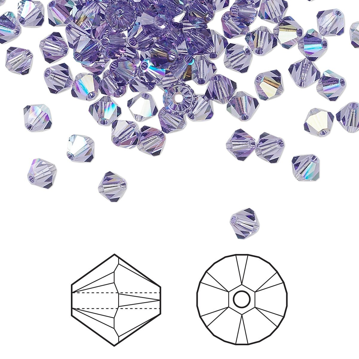 48 Swarovski Tanzanite Purple AB 4mm Crystal Xilion Bicone Beads (5328) *