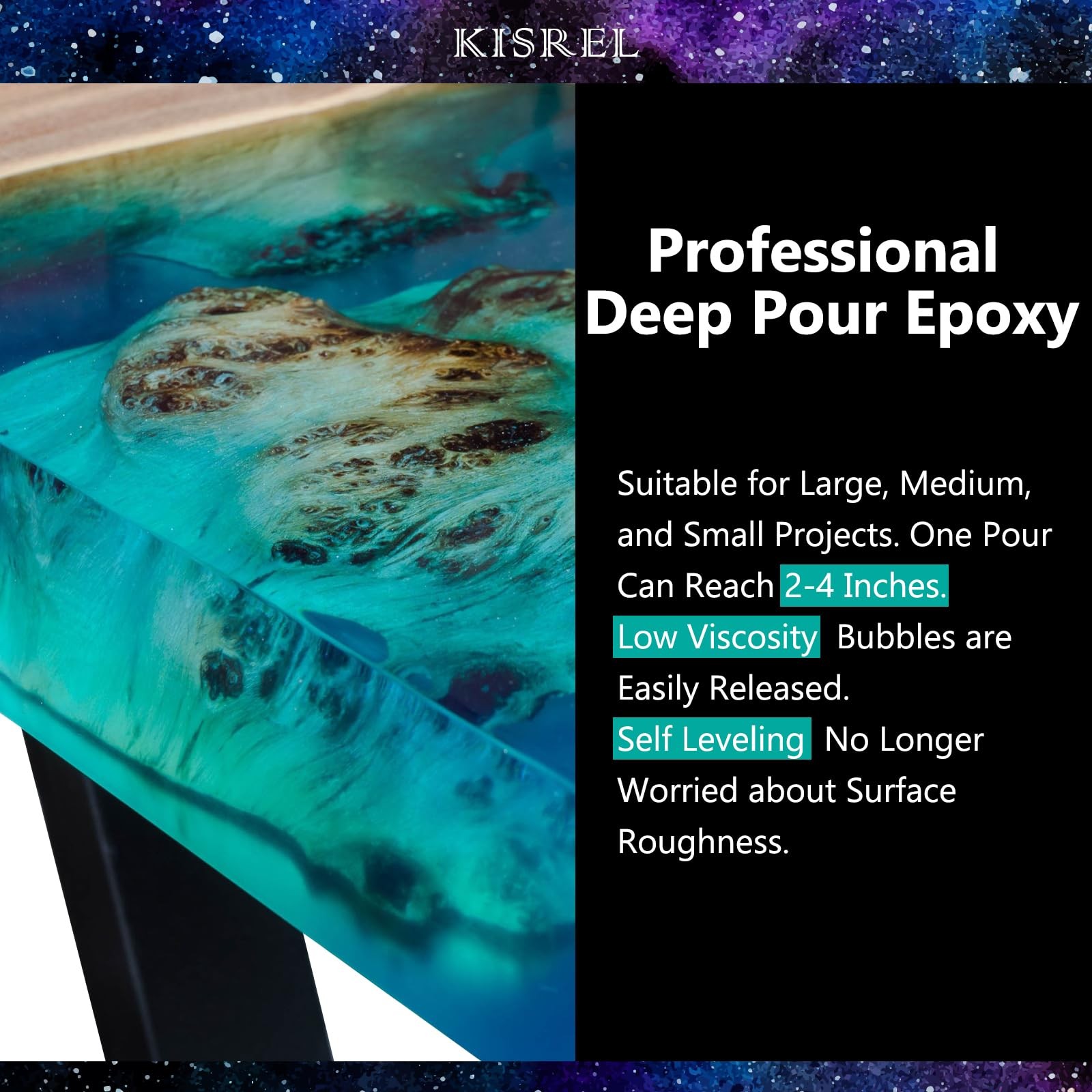 Deep Pour Epoxy Resin, 1.5 Gallon Resin Epoxy Kit (2:1) for 2-4 Inch Pour Dep…