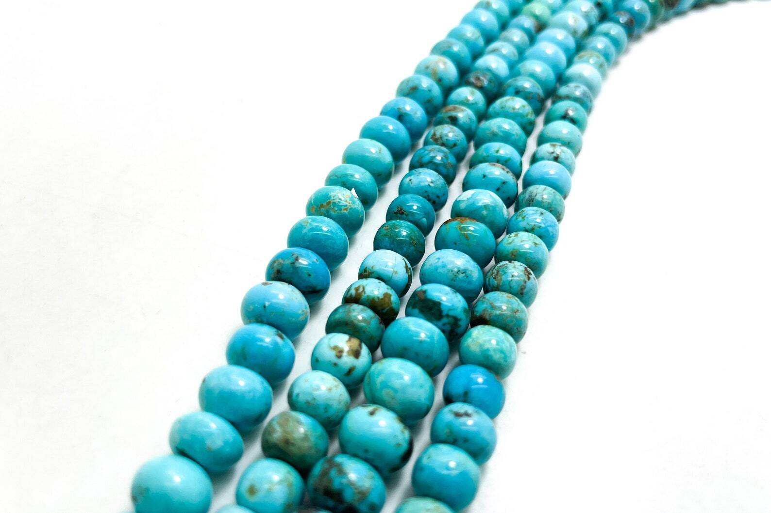 Natural Arizona Blue Turquoise Polished Rondelle Gemstone 6mm x 8mm Beads PGS368