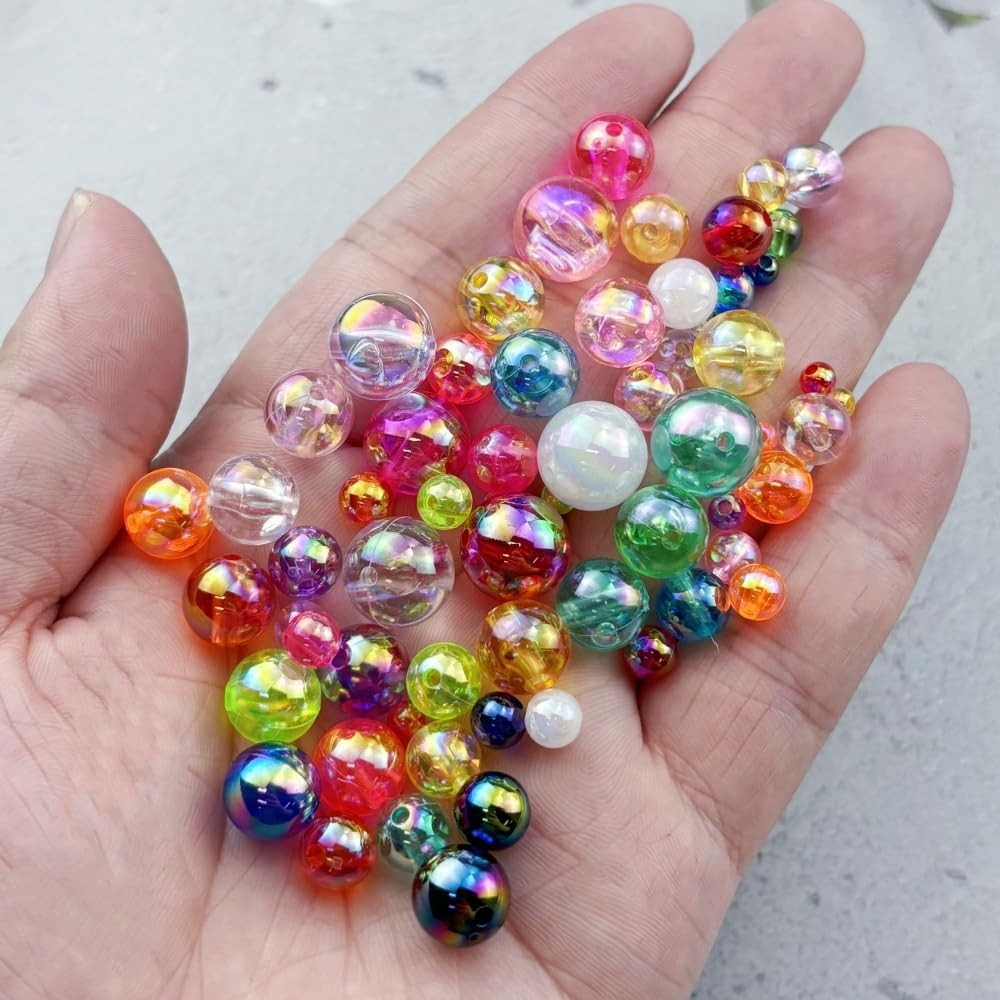 1000pcs 6mm Acrylic Round Beads AB Colors Acrylic Beads Round Spacer Beads wi…
